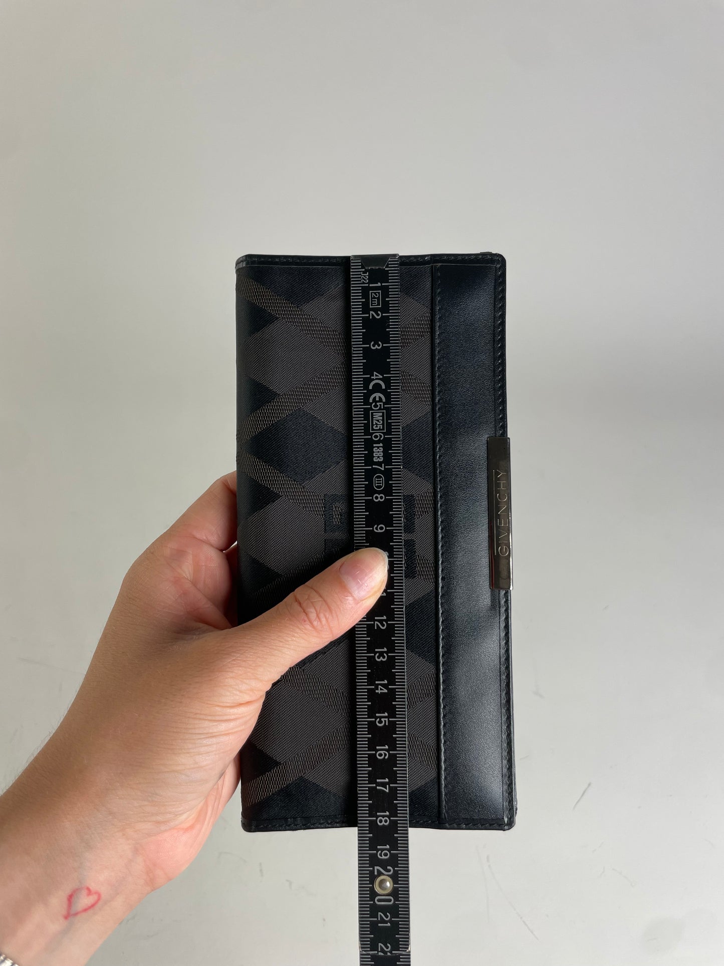 Vintage Givenchy Geometric Logo Canvas Wallet Black Brown