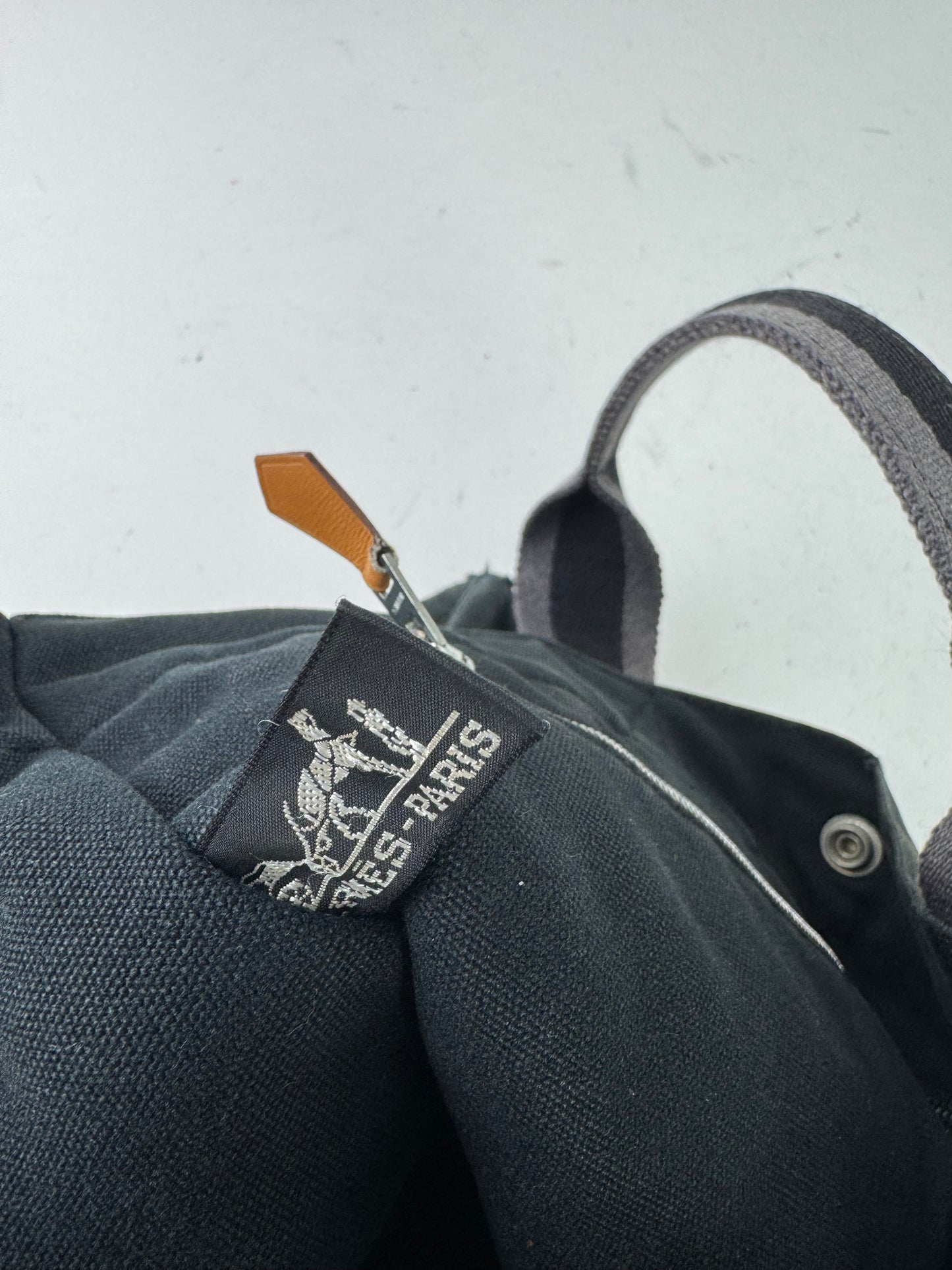 Vintage Hermes Canvas Tote Bag Black Grey