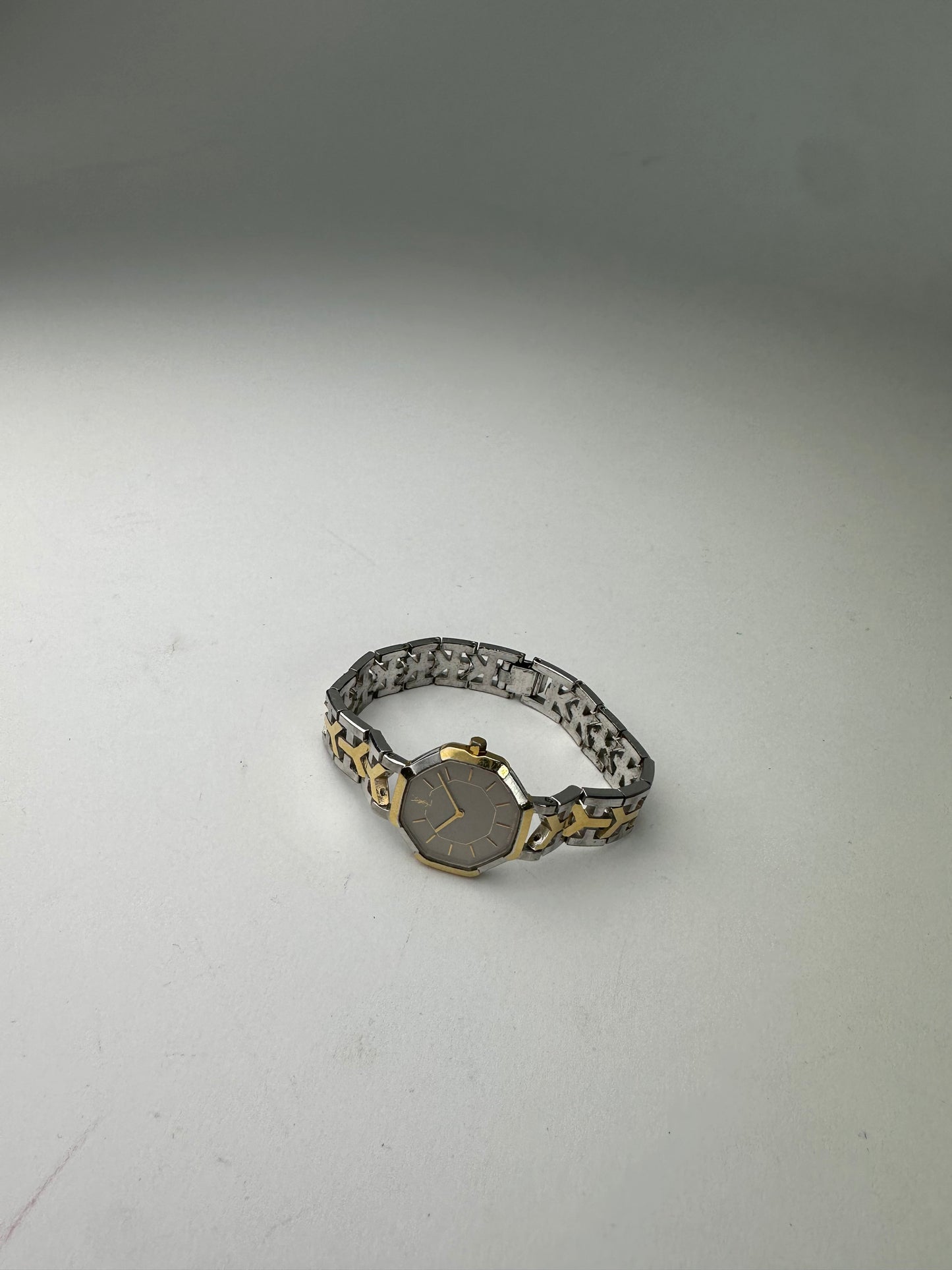 Vintage Yves Saint Laurent Y-Link Watch Two-Tone Silver Gold