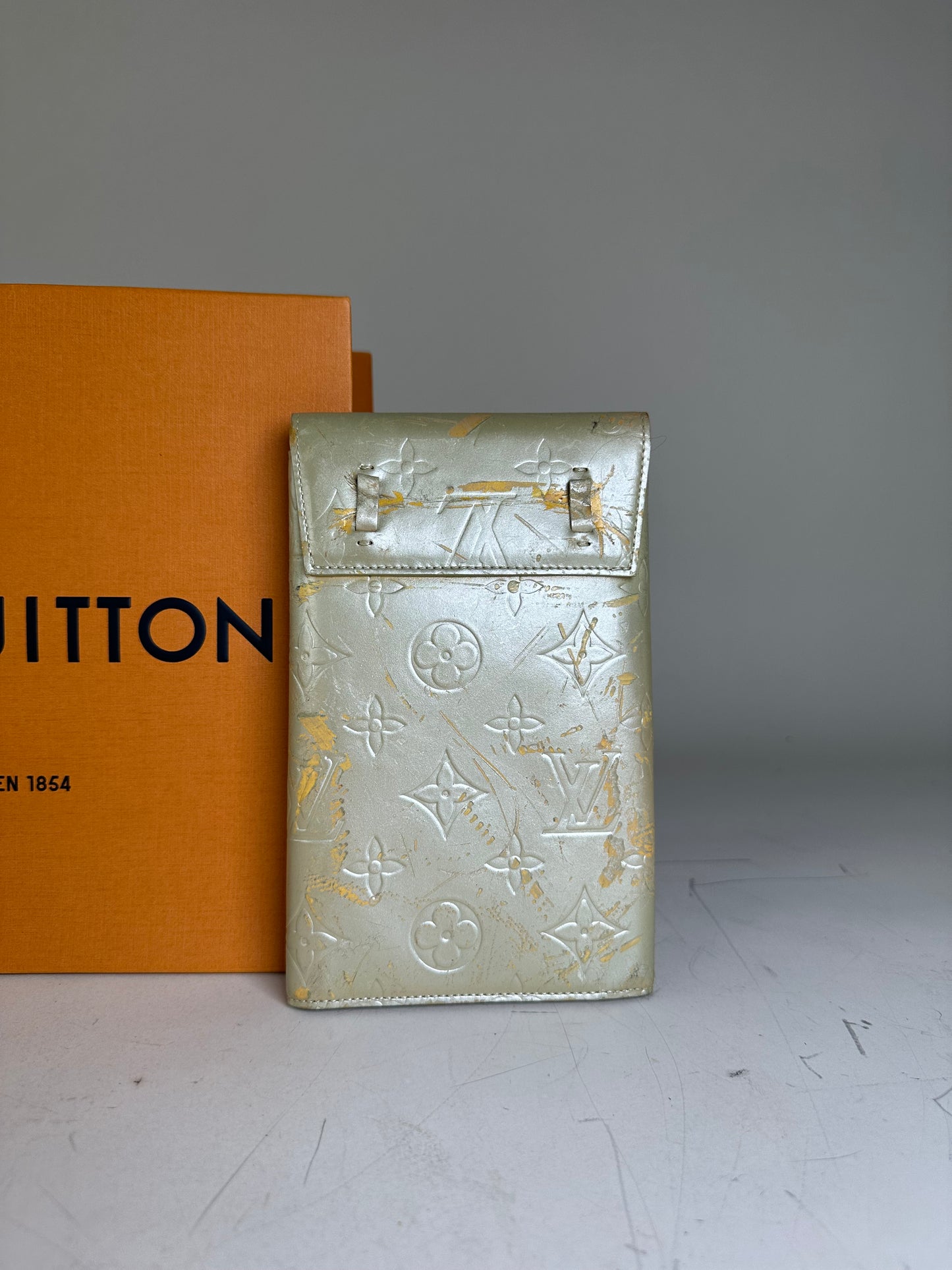 Vintage Louis Vuitton Monogram Vernis Wallet Pale Green Gold