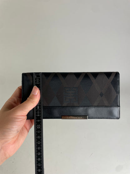Vintage Givenchy Geometric Logo Canvas Wallet Black Brown