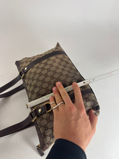 Vintage Gucci Monogram Handbag Beige Brown