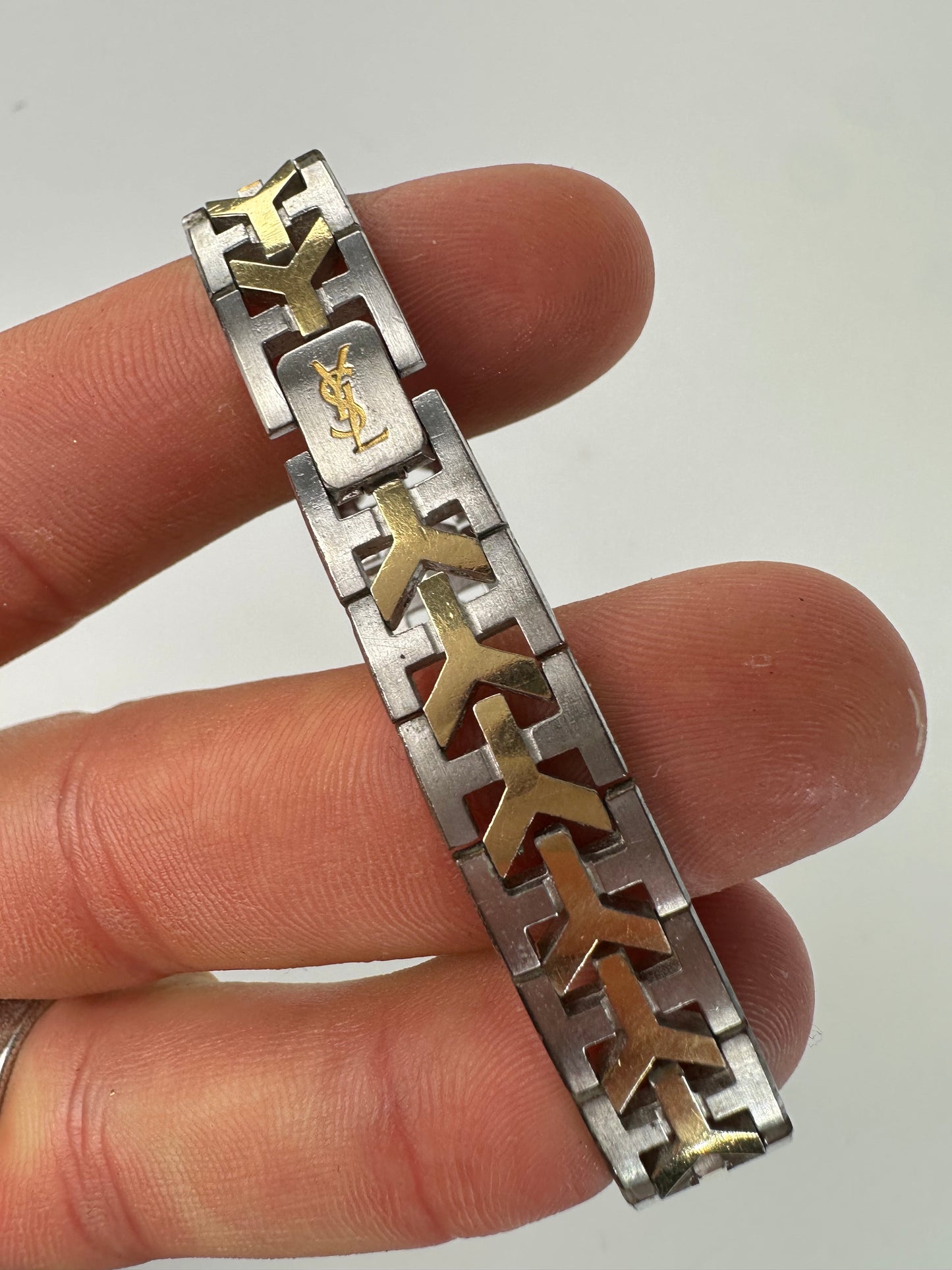 Vintage Yves Saint Laurent Y-Link Watch Two-Tone Silver Gold