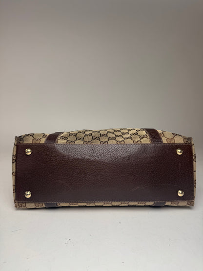Vintage Gucci Monogram Handbag Beige Brown