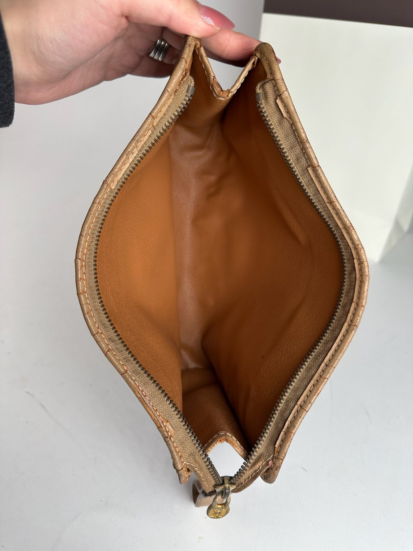 Vintage Celine Paris Monogram Leather clutch brown