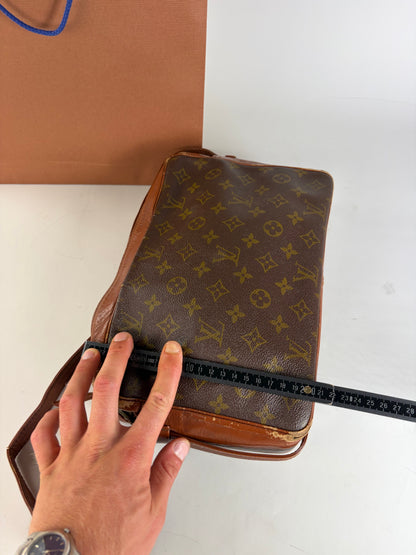 Vintage Louis Vuitton Monogram Canvas Crossbody Bag Brown Gold