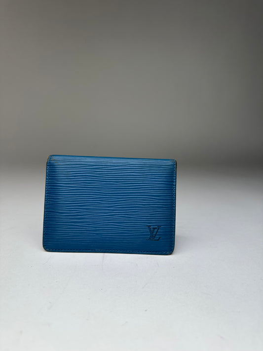 Vintage Louis Vuitton Epi Leather Card Holder Blue