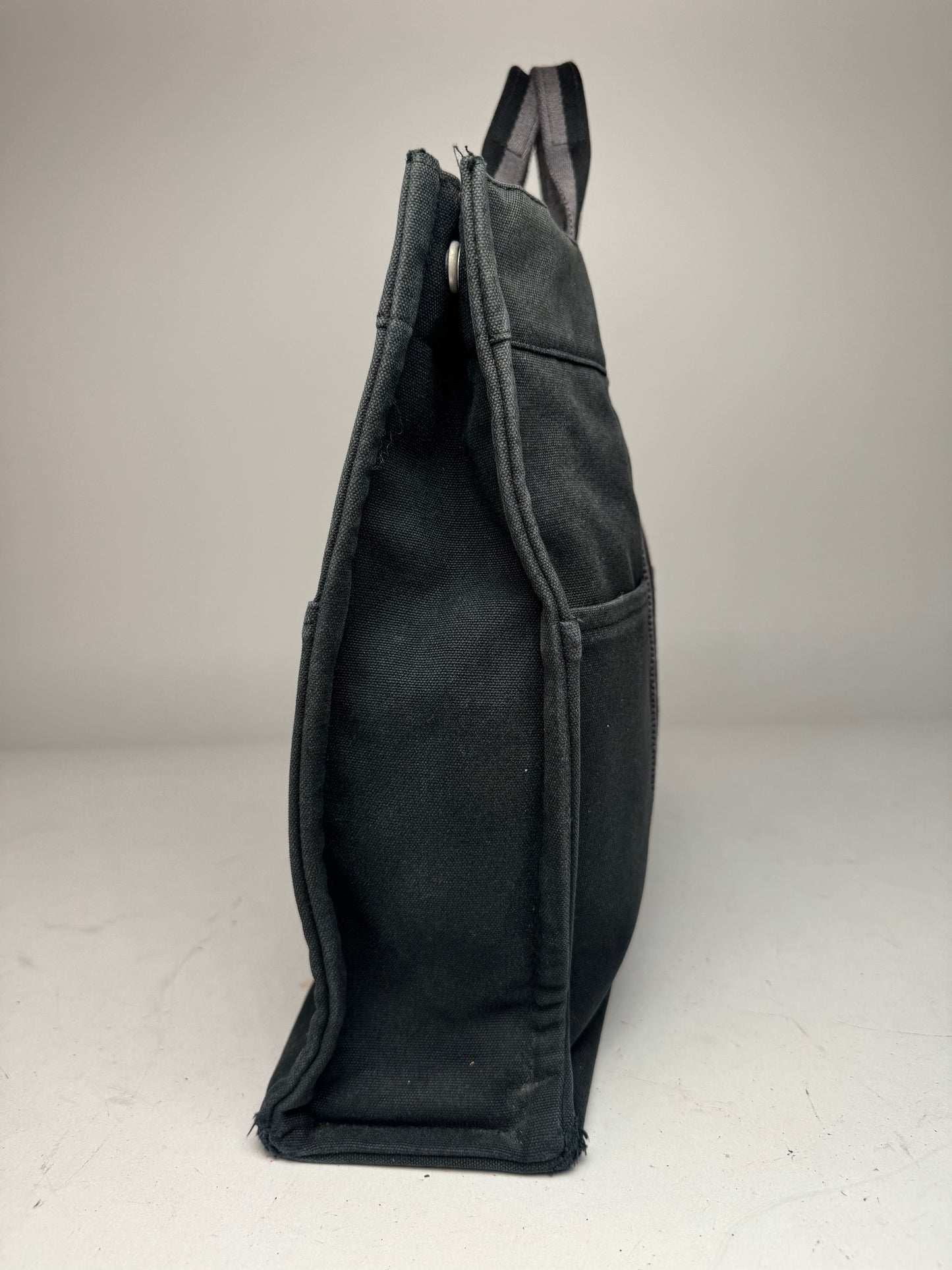 Vintage Hermes Canvas Tote Bag Black Grey
