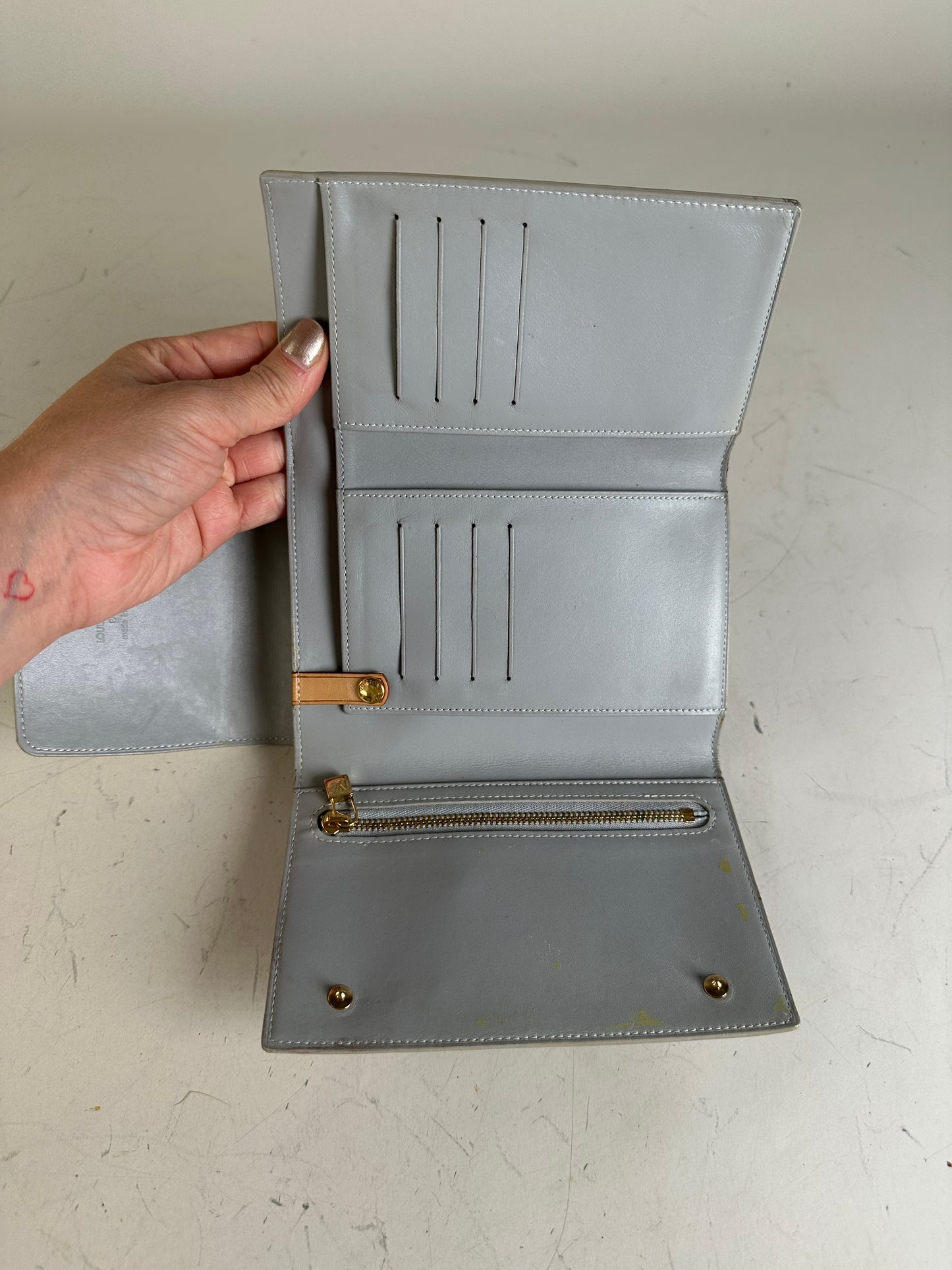 Vintage Louis Vuitton Monogram Vernis Wallet Pale Green Gold