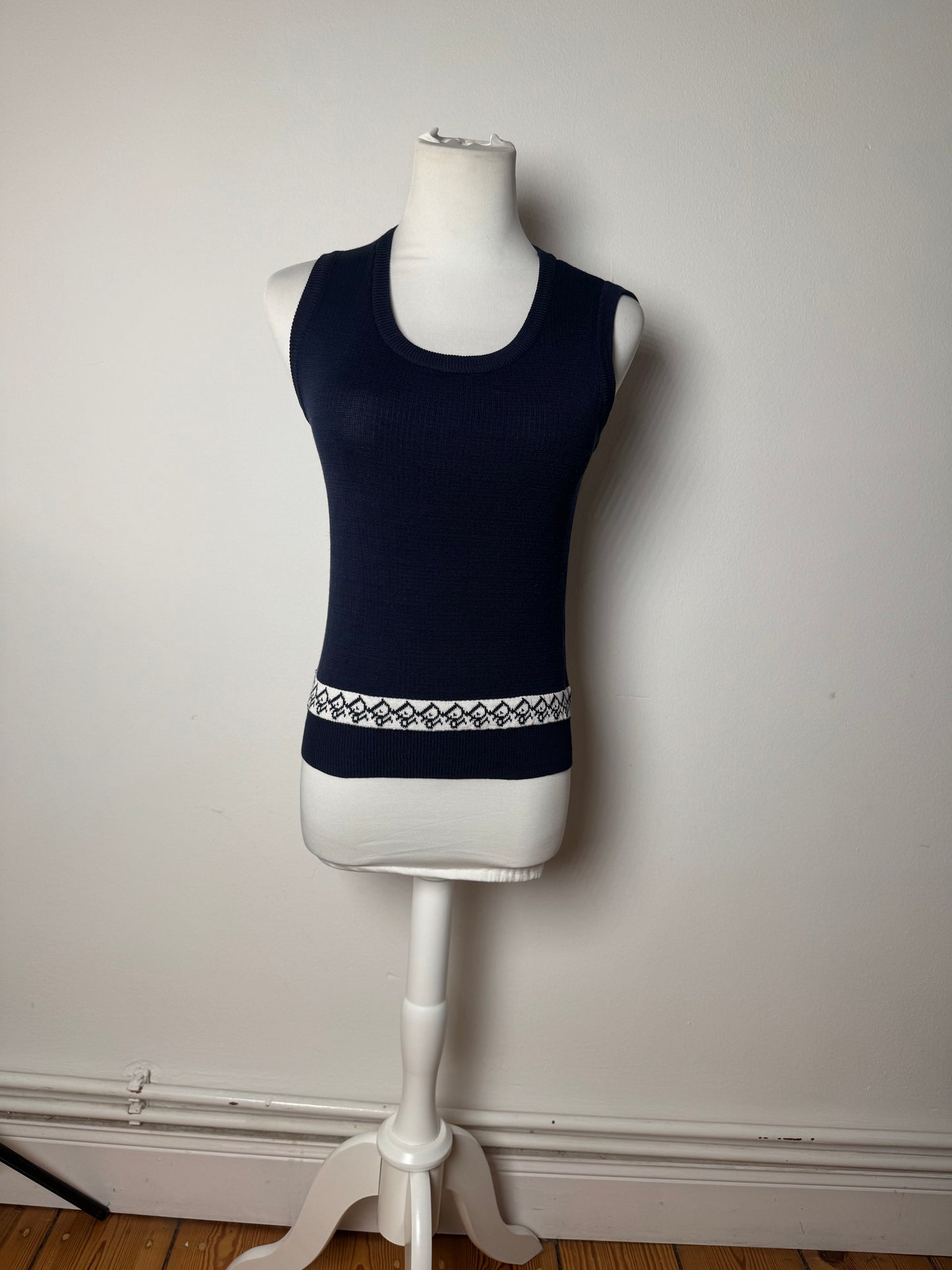 Vintage Dior Oblique Monogram Navy Vest / Top M