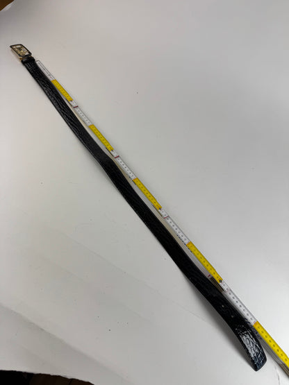 Vintage Crocodile emblossed Leather belt Black