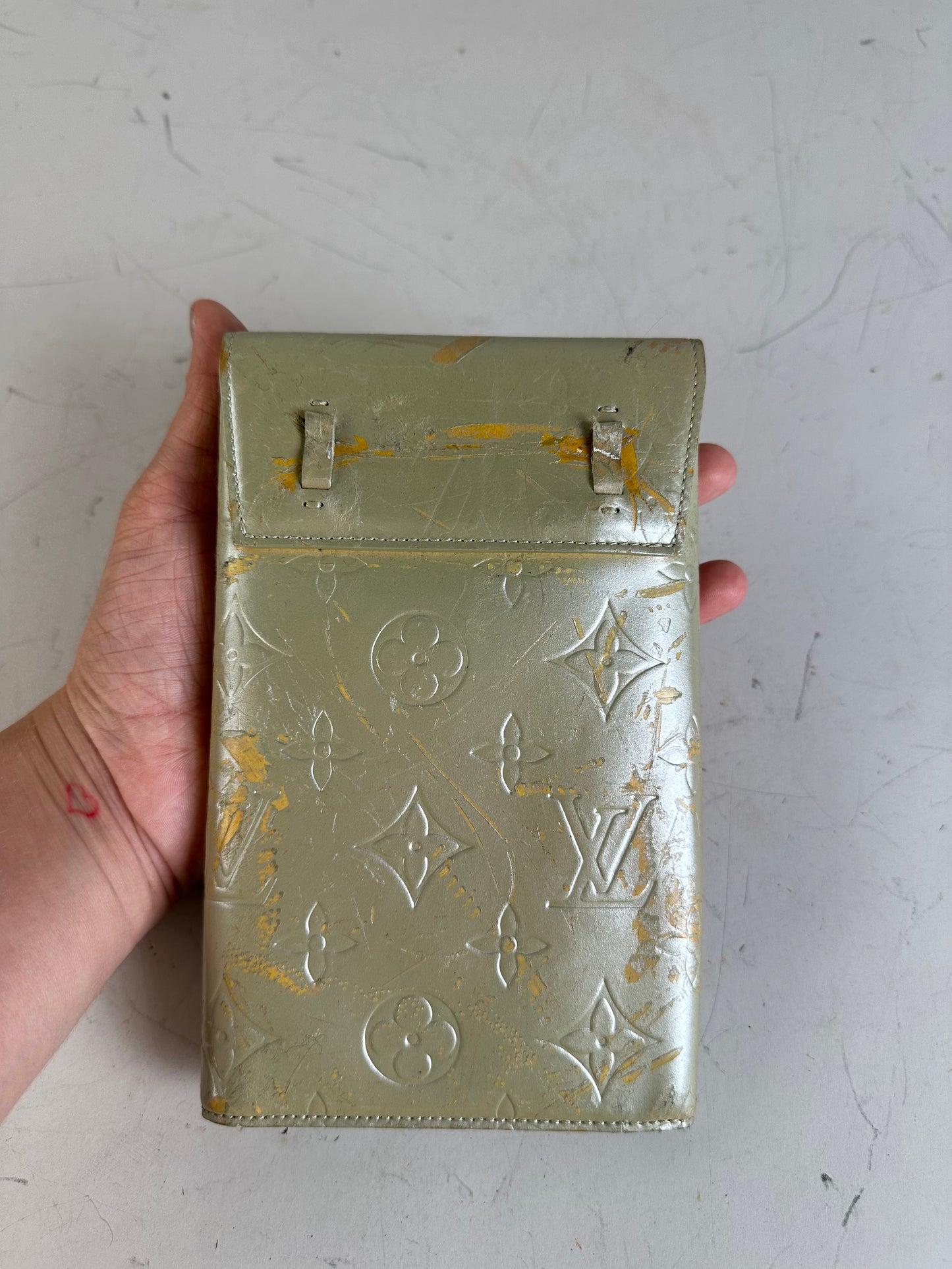 Vintage Louis Vuitton Monogram Vernis Wallet Pale Green Gold