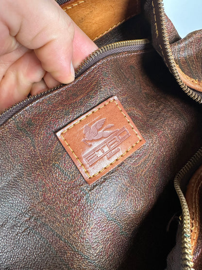 Vintage Etro Paisley Leather 2Way Duffel Bag
