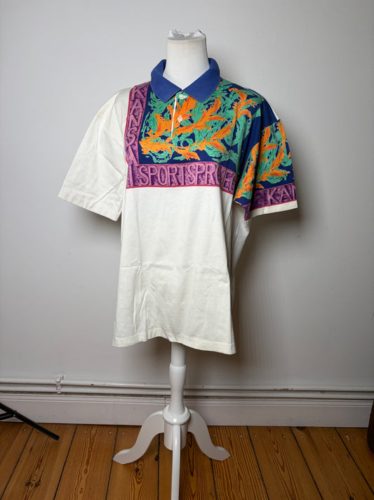 Vintage Kansai Yamamoto Homme Polo Shirt c. Early 1990s White XL