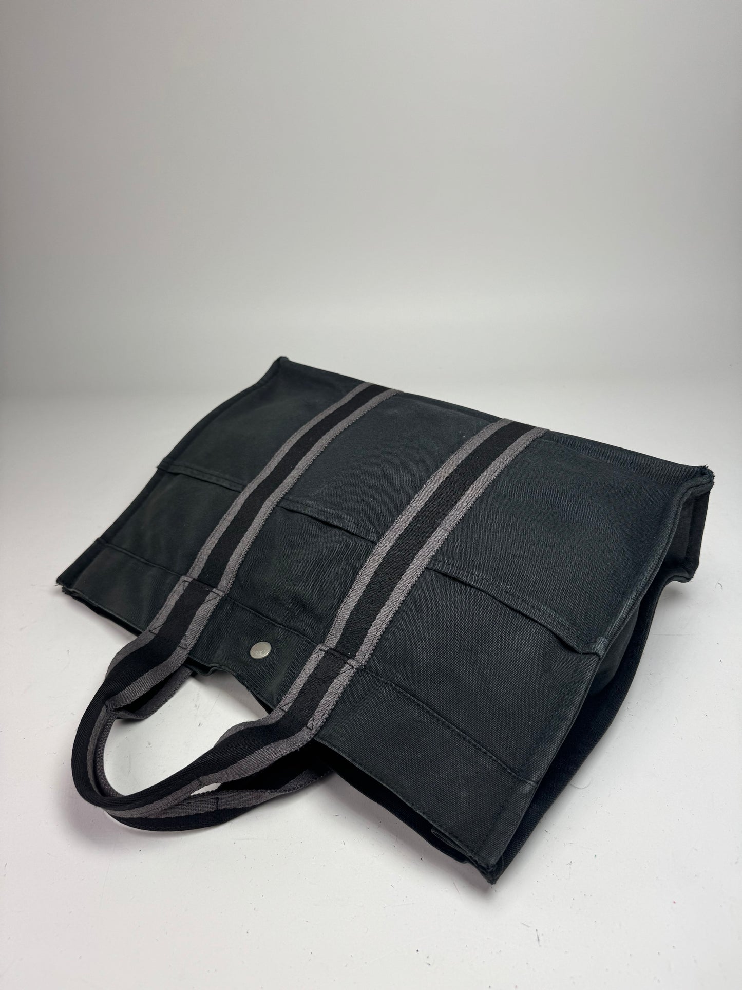 Vintage Hermes Canvas Tote Bag Black Grey