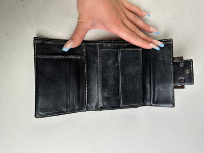 Vintage Fendi FF Monogram Canvas Wallet Black Silver