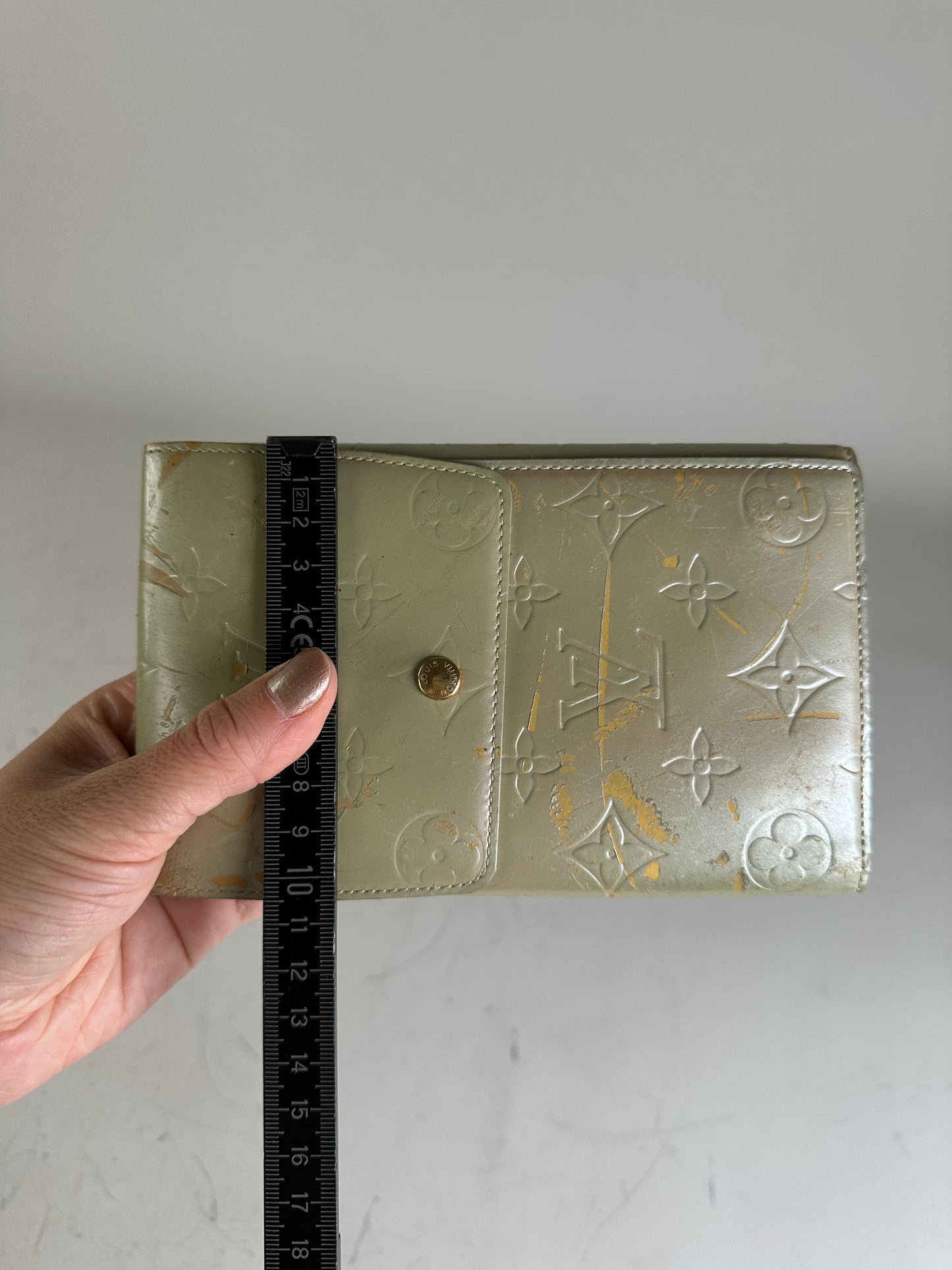 Vintage Louis Vuitton Monogram Vernis Wallet Pale Green Gold