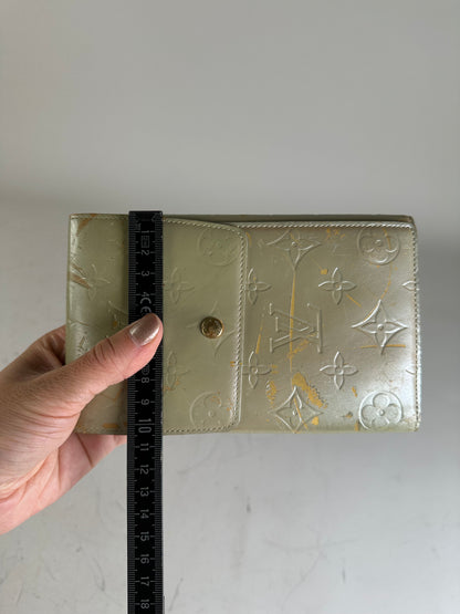 Vintage Louis Vuitton Monogram Vernis Wallet Pale Green Gold
