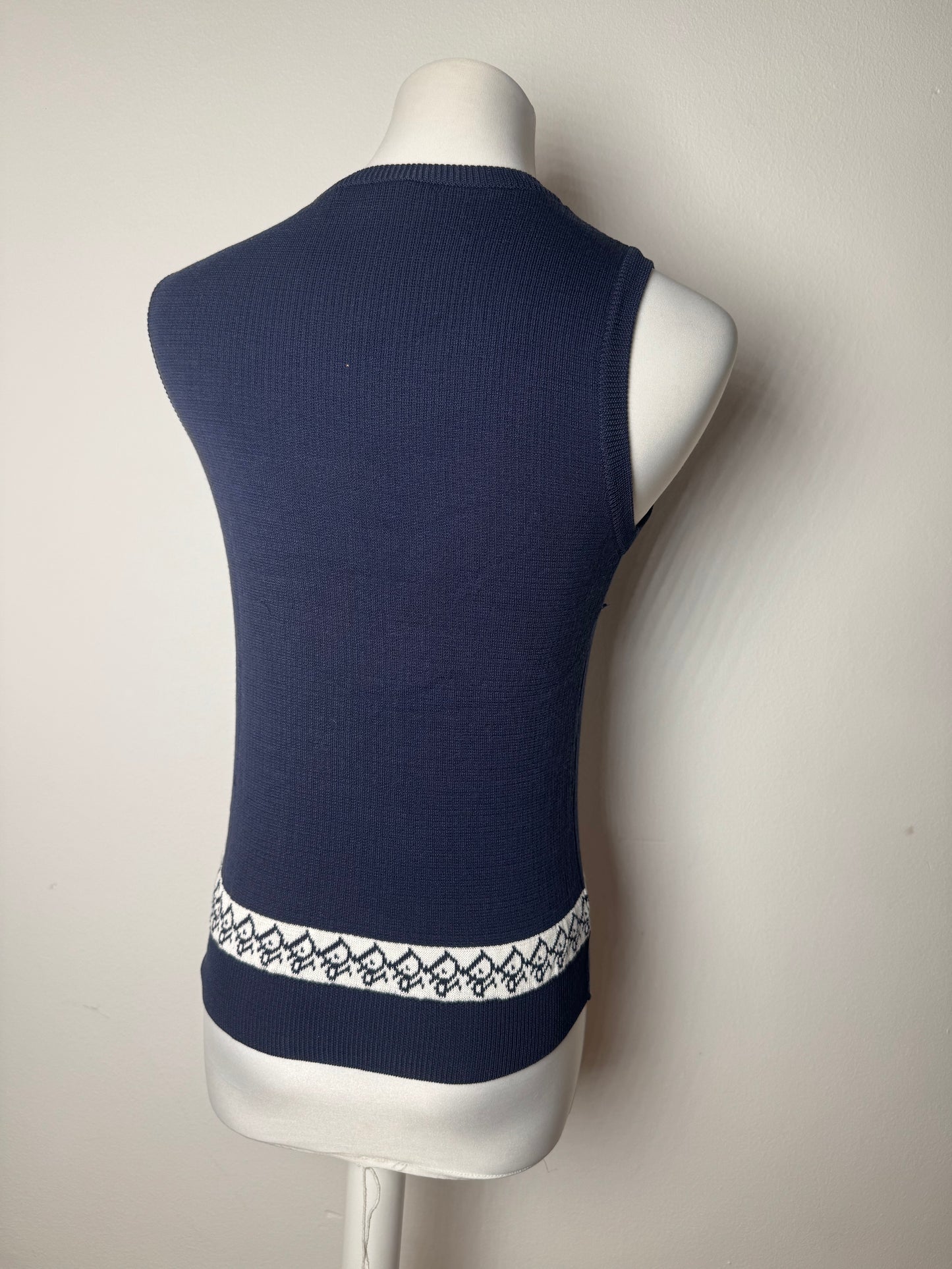 Vintage Dior Oblique Monogram Navy Vest / Top M