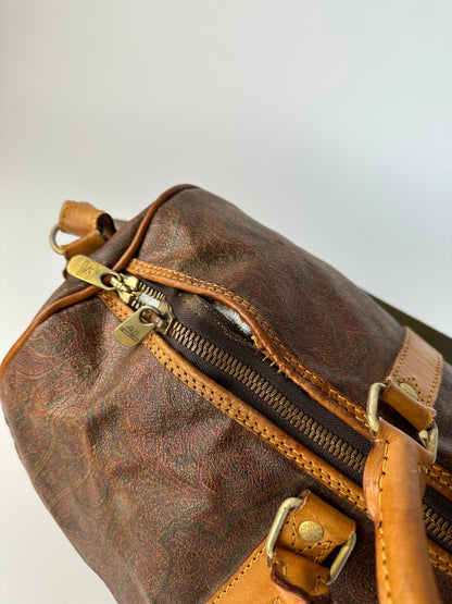 Vintage Etro Paisley Leather 2Way Duffel Bag