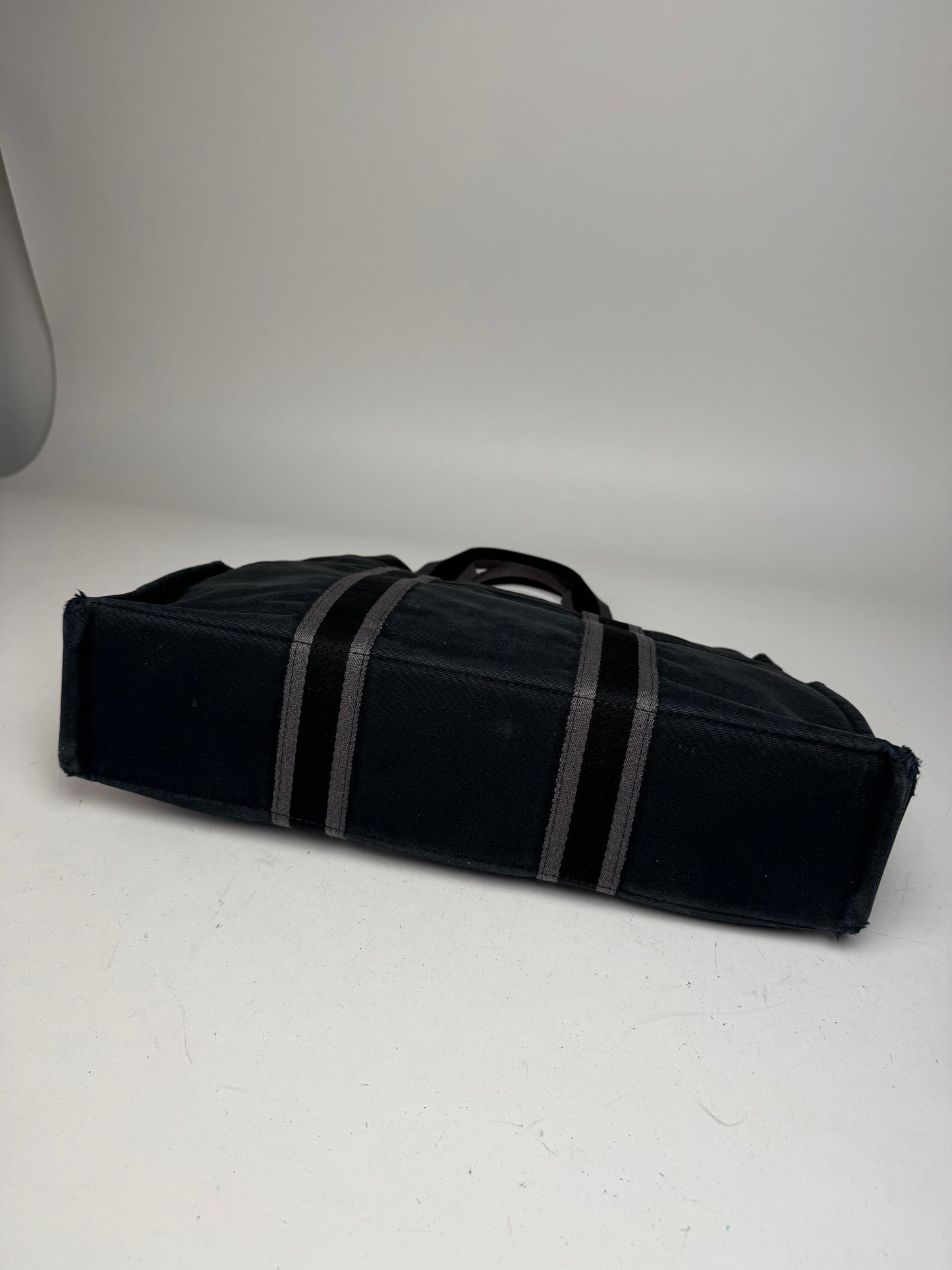 Vintage Hermes Canvas Tote Bag Black Grey
