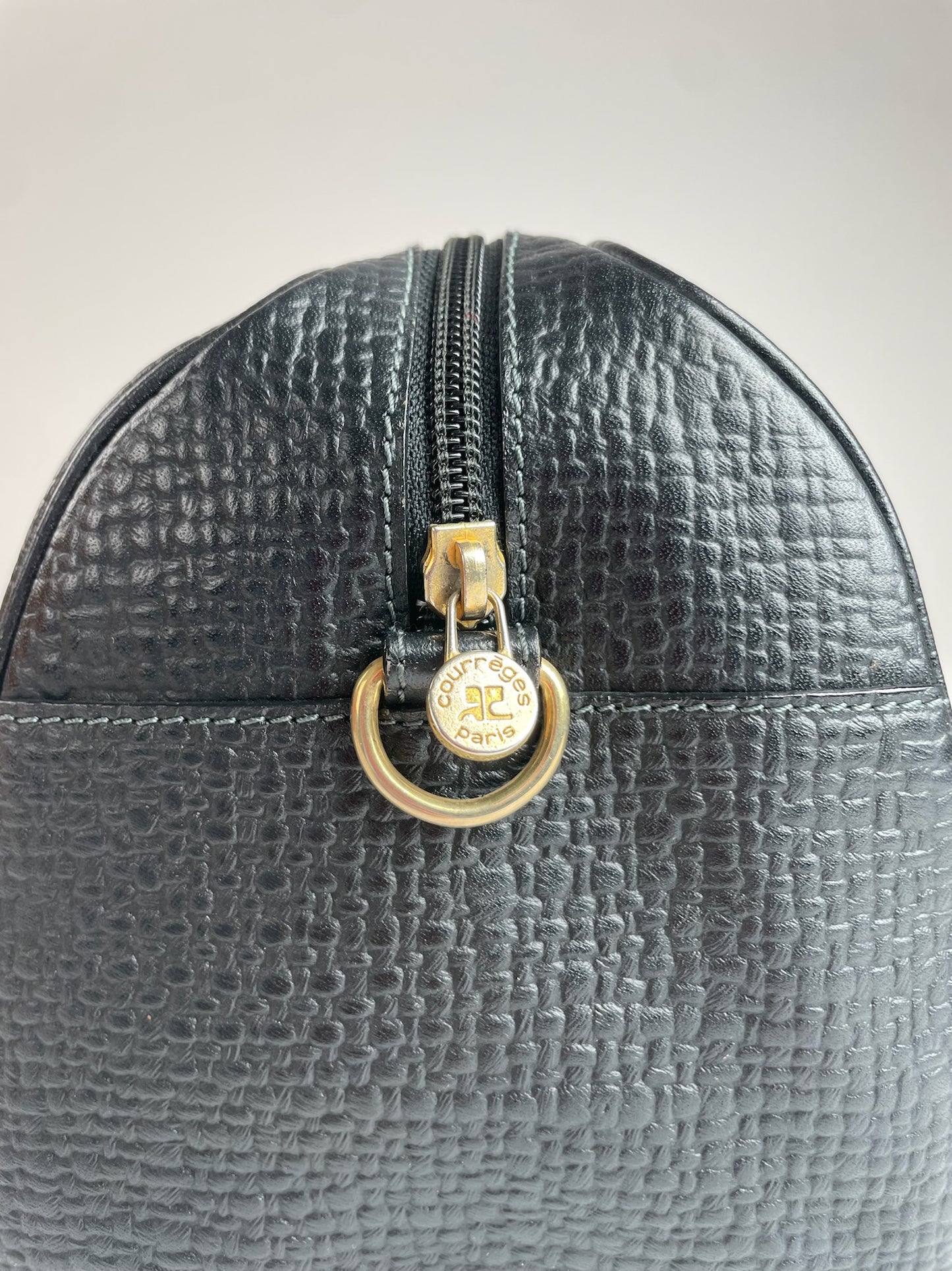 Vintage Courreges Leather Handbag Black