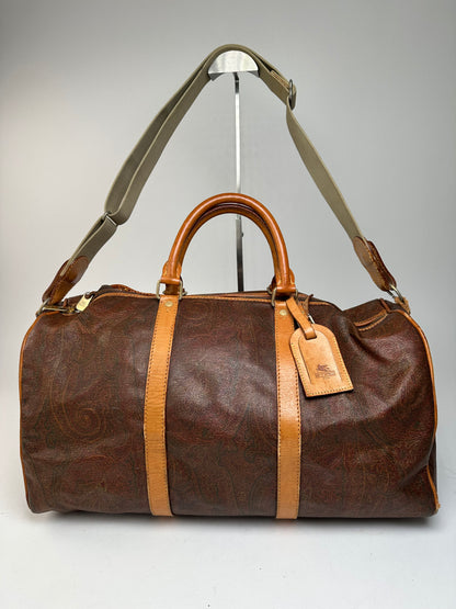 Vintage Etro Paisley Leather 2Way Duffel Bag