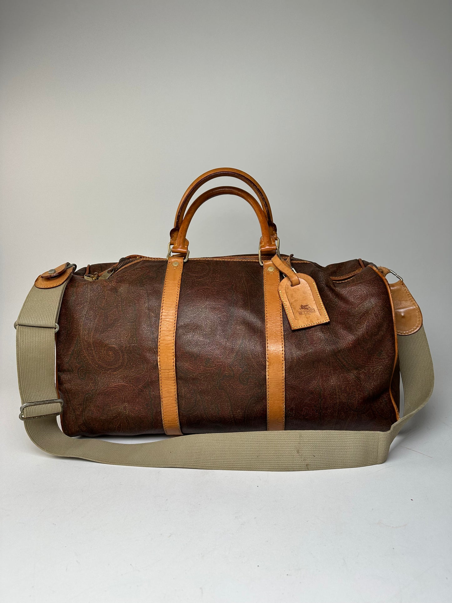 Vintage Etro Paisley Leather 2Way Duffel Bag