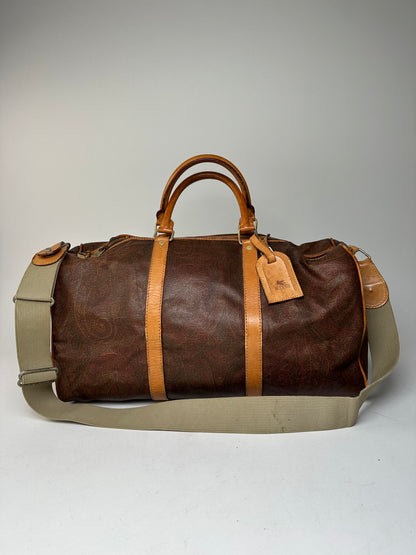 Vintage Etro Paisley Leather 2Way Duffel Bag
