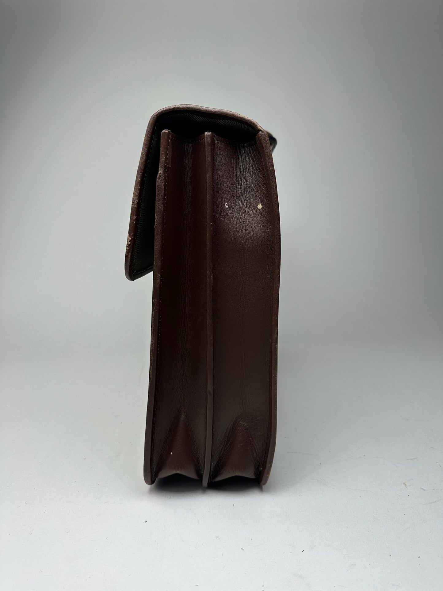 Serviette vintage en cuir et toile Givenchy marron kaki