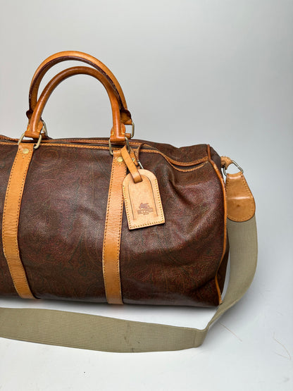 Vintage Etro Paisley Leather 2Way Duffel Bag