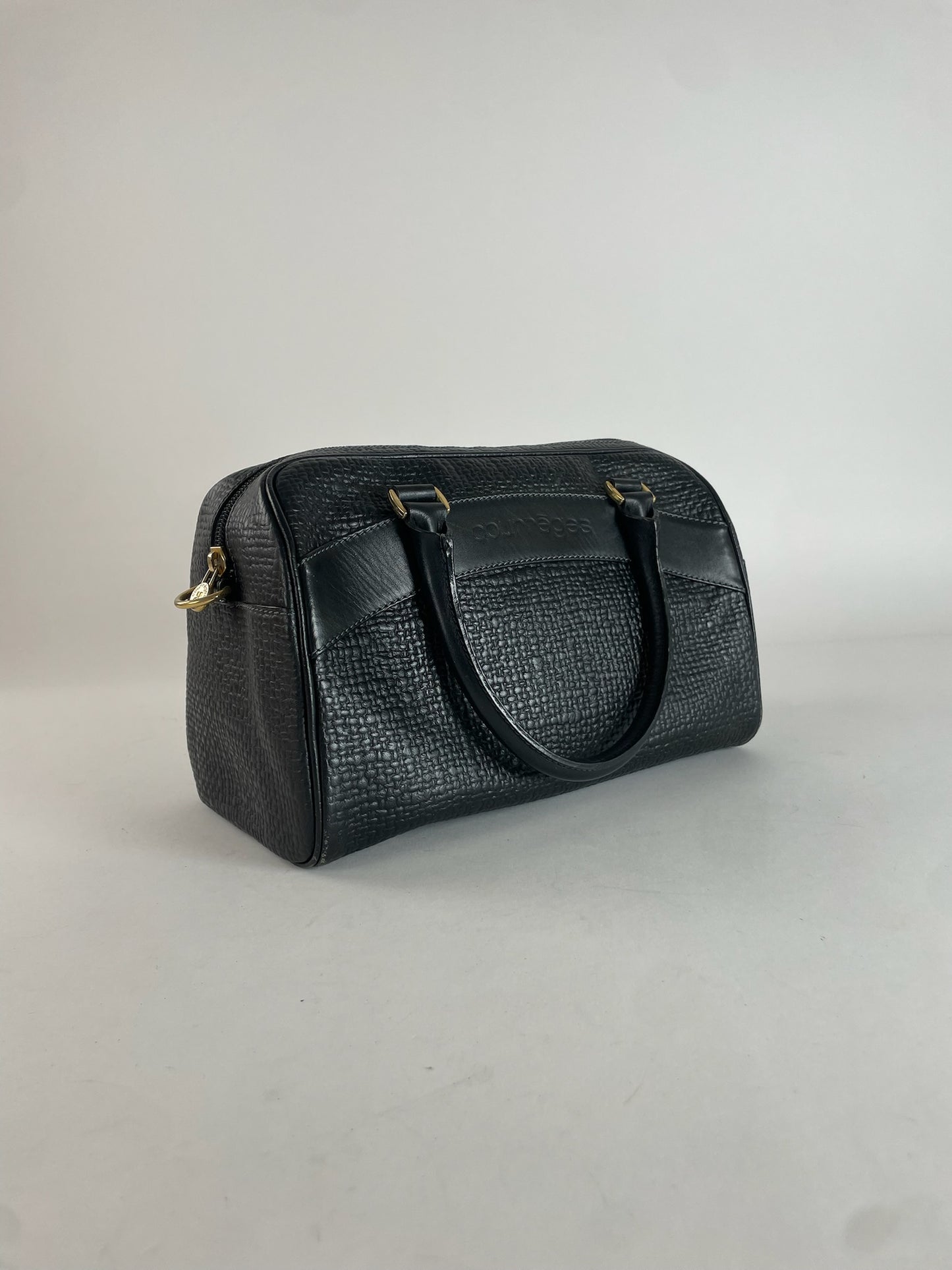 Vintage Courreges Leather Handbag Black