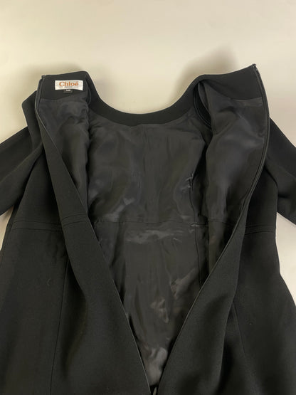 Vintage Chloe Crepe Midi Dress Black M