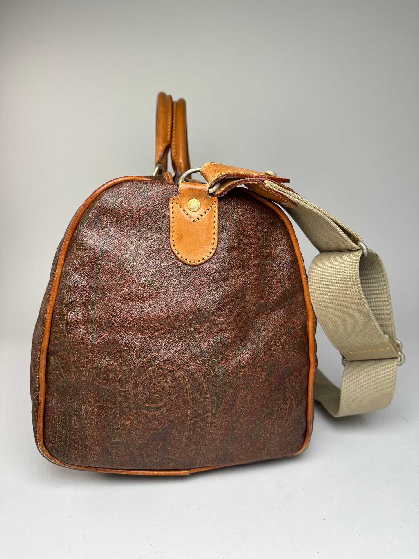 Vintage Etro Paisley Leather 2Way Duffel Bag