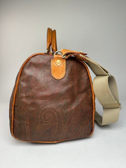 Vintage Etro Paisley Leather 2Way Duffel Bag