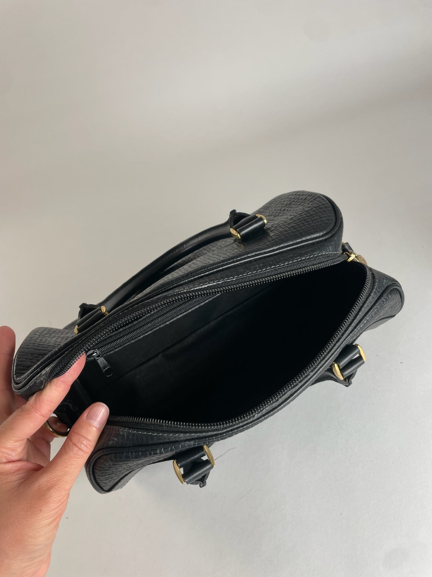 Vintage Courreges Leather Handbag Black