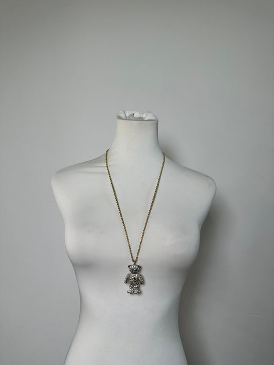 Vintage Vivienne Westwood Teddy Bear Necklace Gold Silver