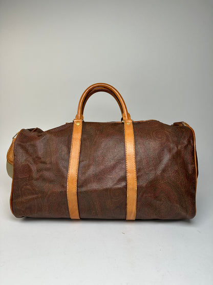 Vintage Etro Paisley Leather 2Way Duffel Bag