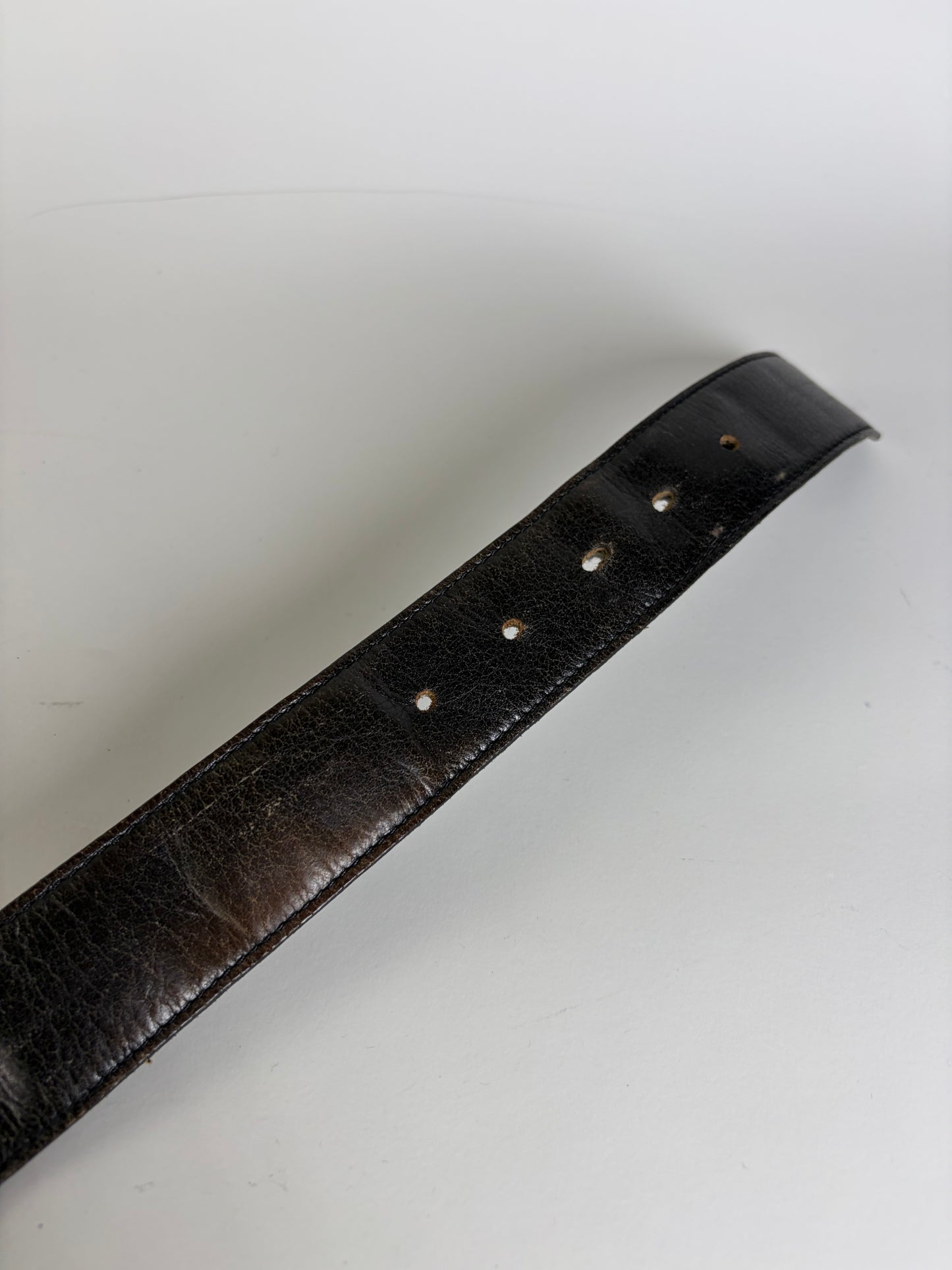 Vintage Celine Leather Belt Black Gold Buckle