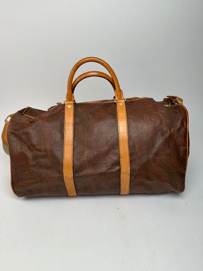 Vintage Etro Paisley Leather 2Way Duffel Bag