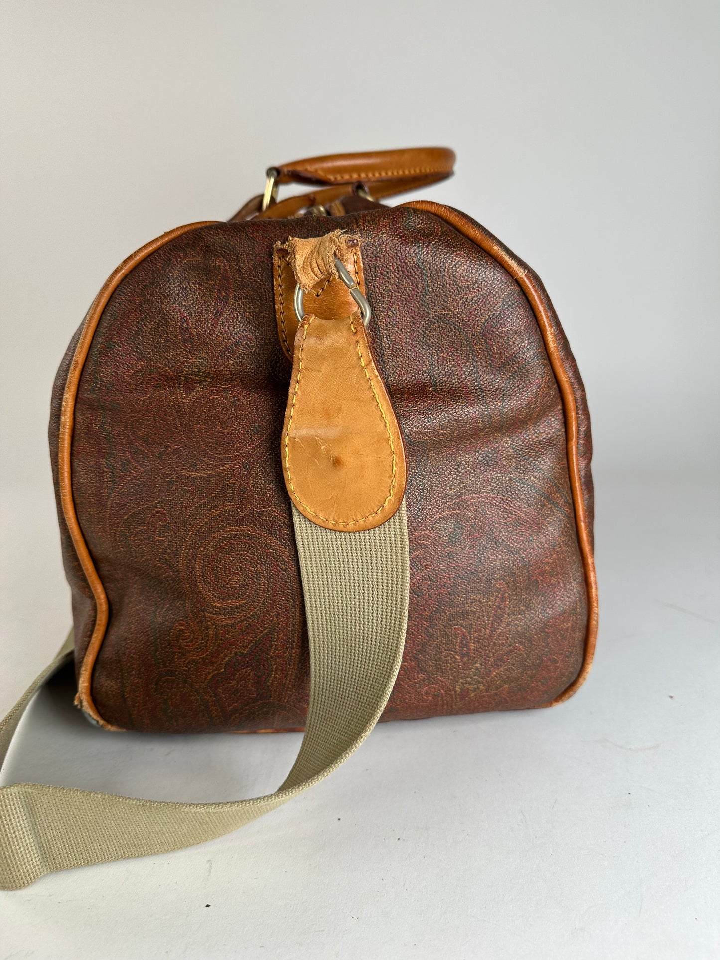 Vintage Etro Paisley Leather 2Way Duffel Bag