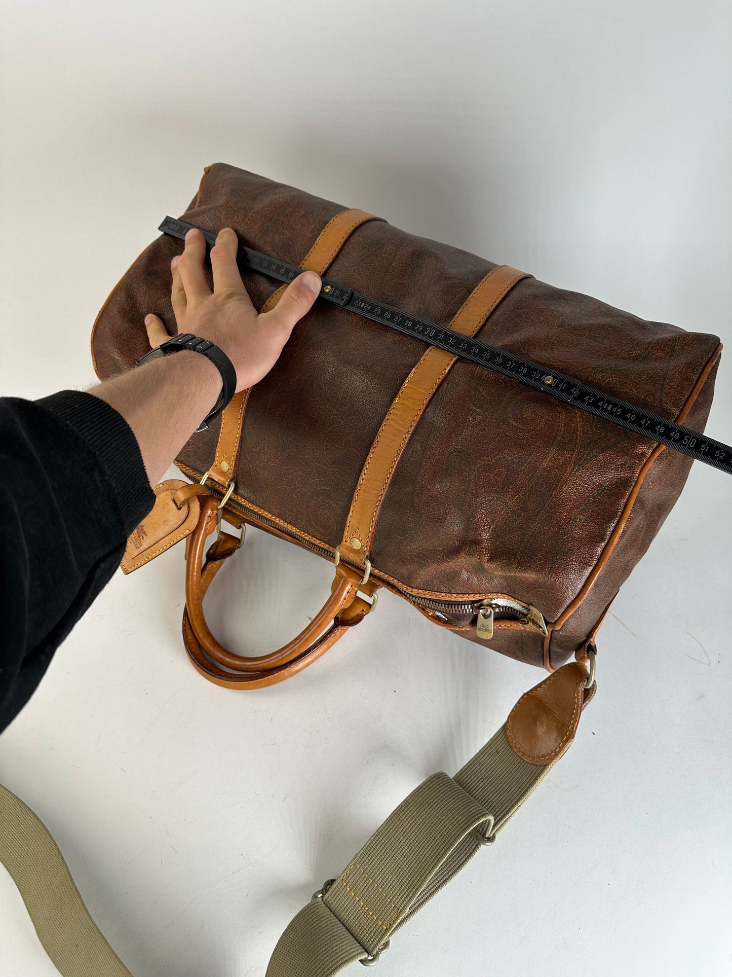 Vintage Etro Paisley Leather 2Way Duffel Bag