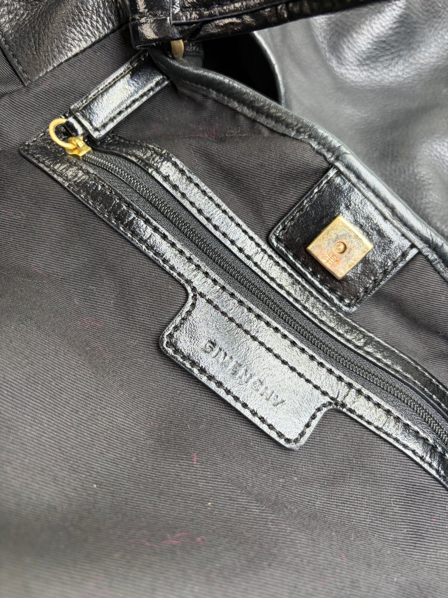 Vintage Givenchy Soft Leather Handbag Black Gold