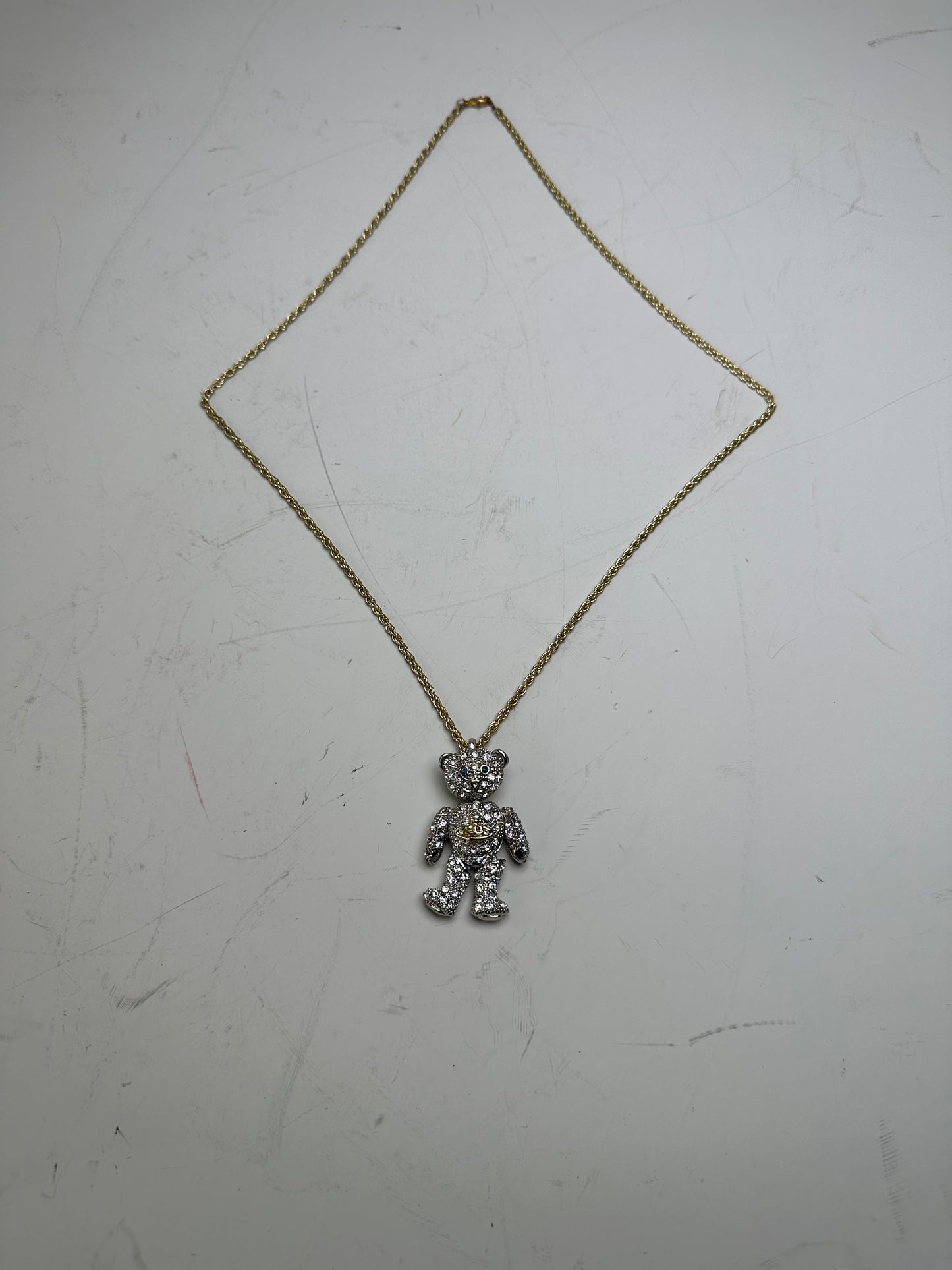 Vintage Vivienne Westwood Teddy Bear Necklace Gold Silver