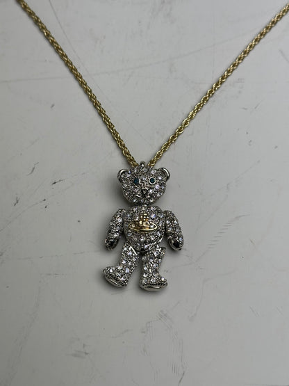 Vintage Vivienne Westwood Teddy Bear Necklace Gold Silver