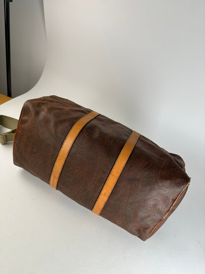 Vintage Etro Paisley Leather 2Way Duffel Bag