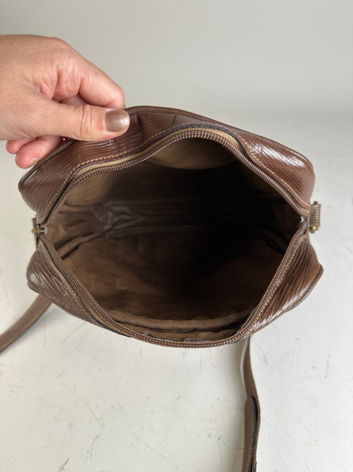 Vintage Fendi FF Monogram Canvas Shoulder Bag Brown Tan