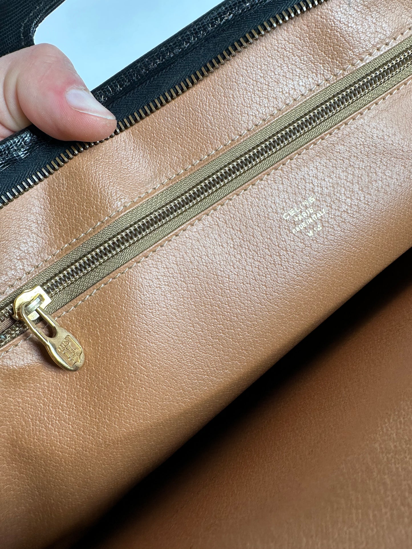 Vintage Celine Document Bag Textured Leather Black