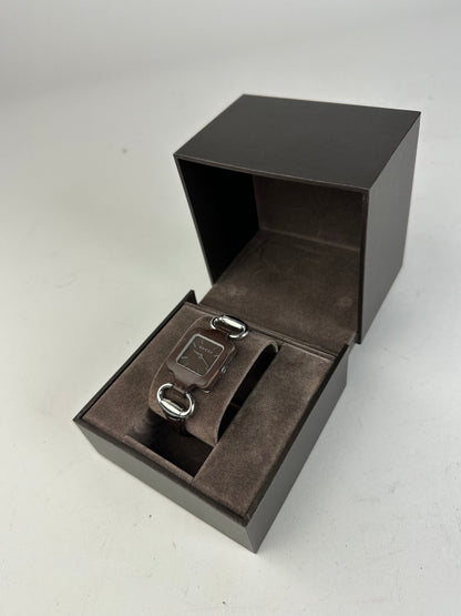 Vintage Gucci Horsebit Leather Steel Watch Black Silver