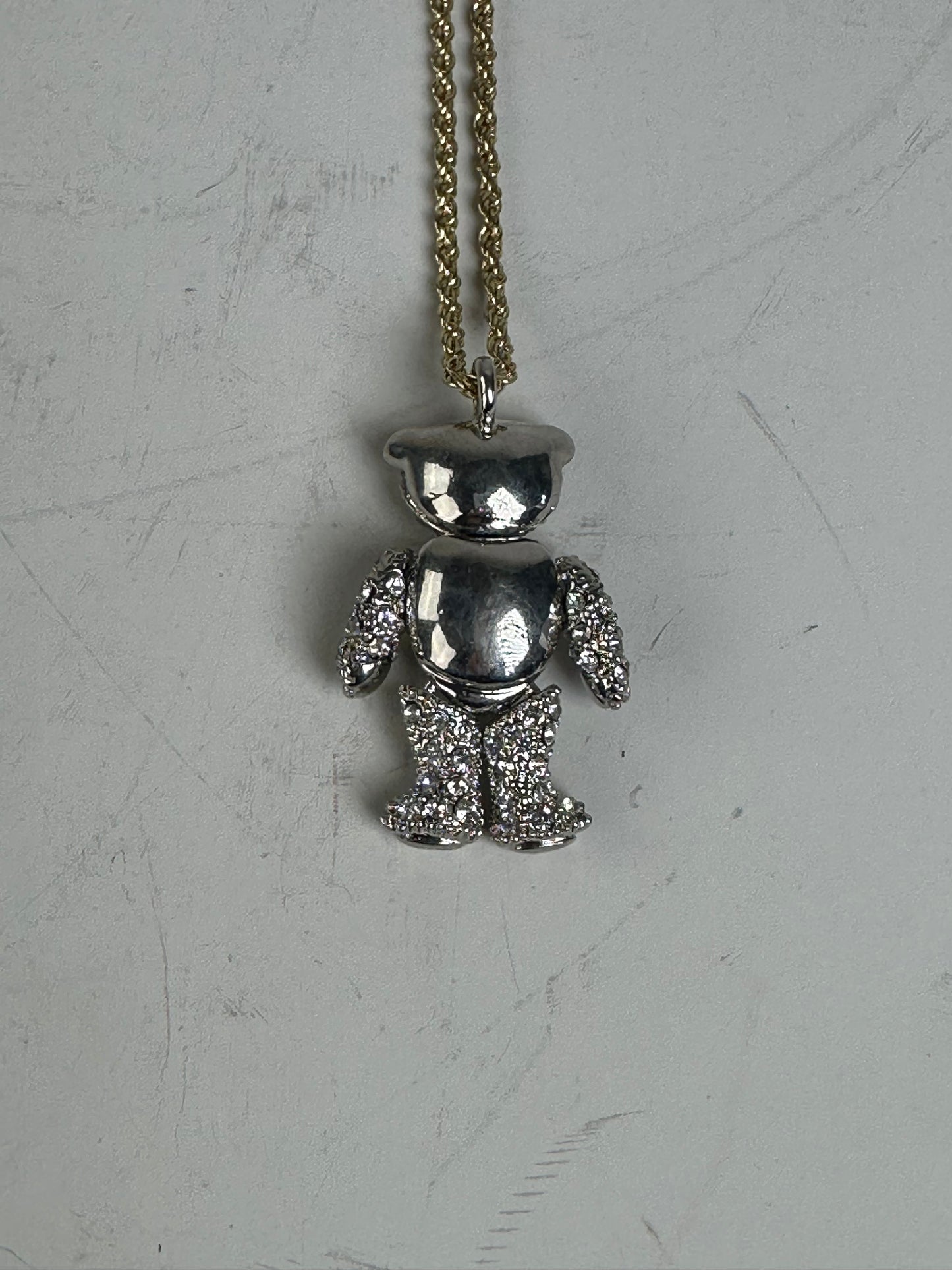 Vintage Vivienne Westwood Teddy Bear Necklace Gold Silver